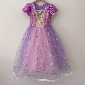 EUC Rapunzel Disney Princess Sequin Tulle Dress Up Costume Dress